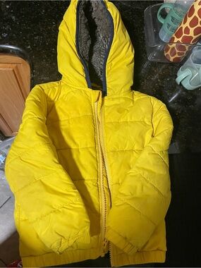 Janie and Jack Bright Yellow Hooded Puffer Jacket
